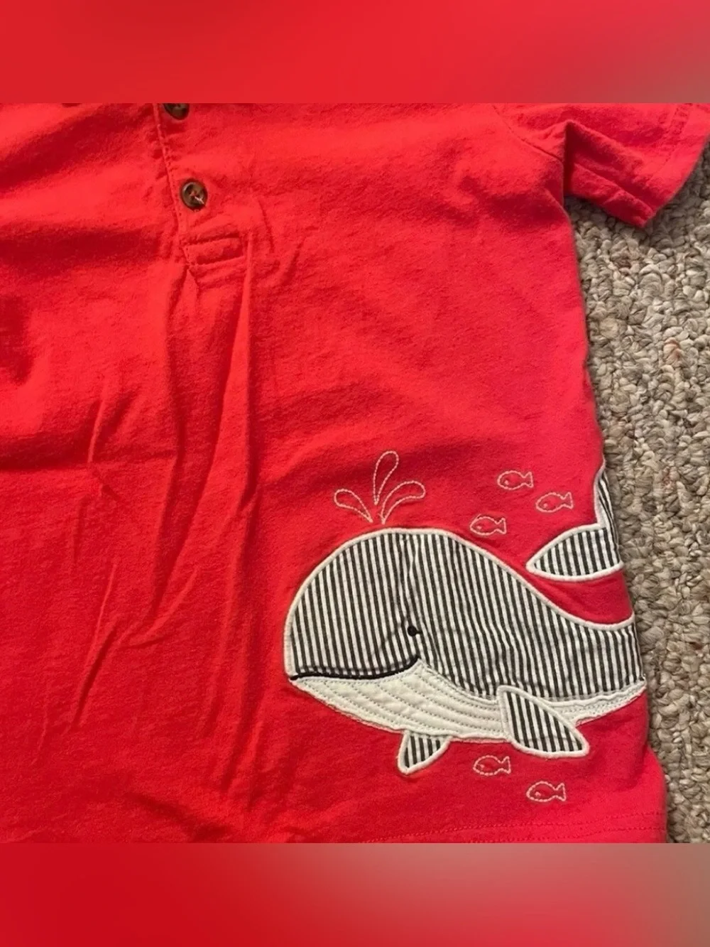 Carter's Red Polo Dress with Striped Whale Graphic & Shorts